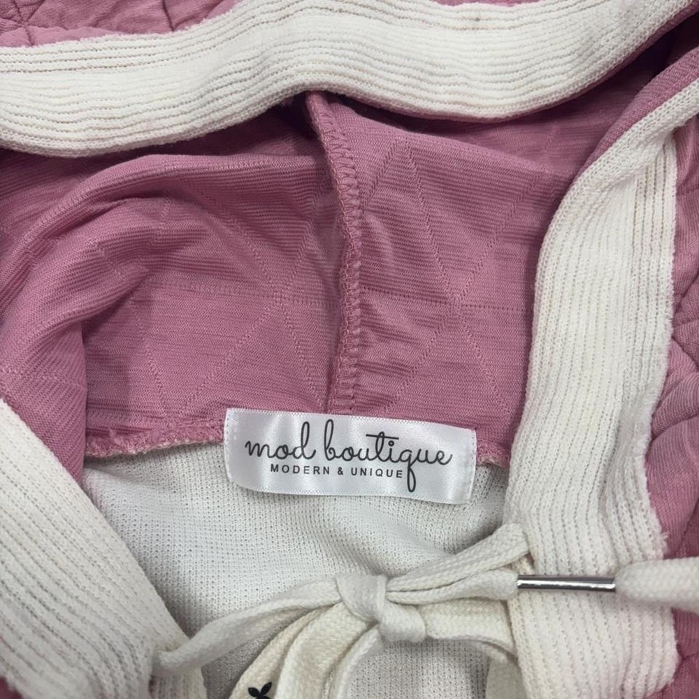Mod Boutique Pink, White & Orange Quilted Jacket Geometric Pattern Size Small - Picture 3 of 7